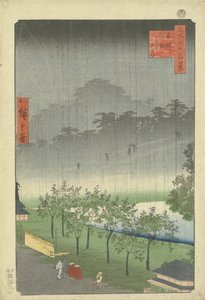 Plantation de paulownia à Akasaka sous la pluie du soir - Utagawa Hiroshige